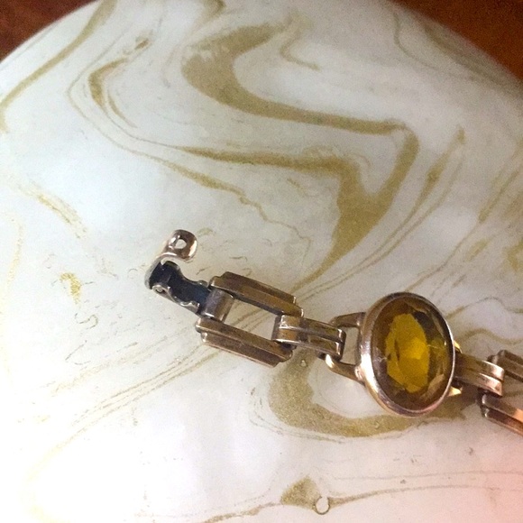 10k GF vintage cabochon link bracelet - Picture 5 of 7